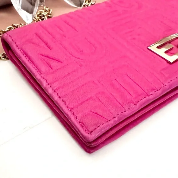 Pink Fendi Lambskin Wallet On Chain WOC - Picture 2 of 15